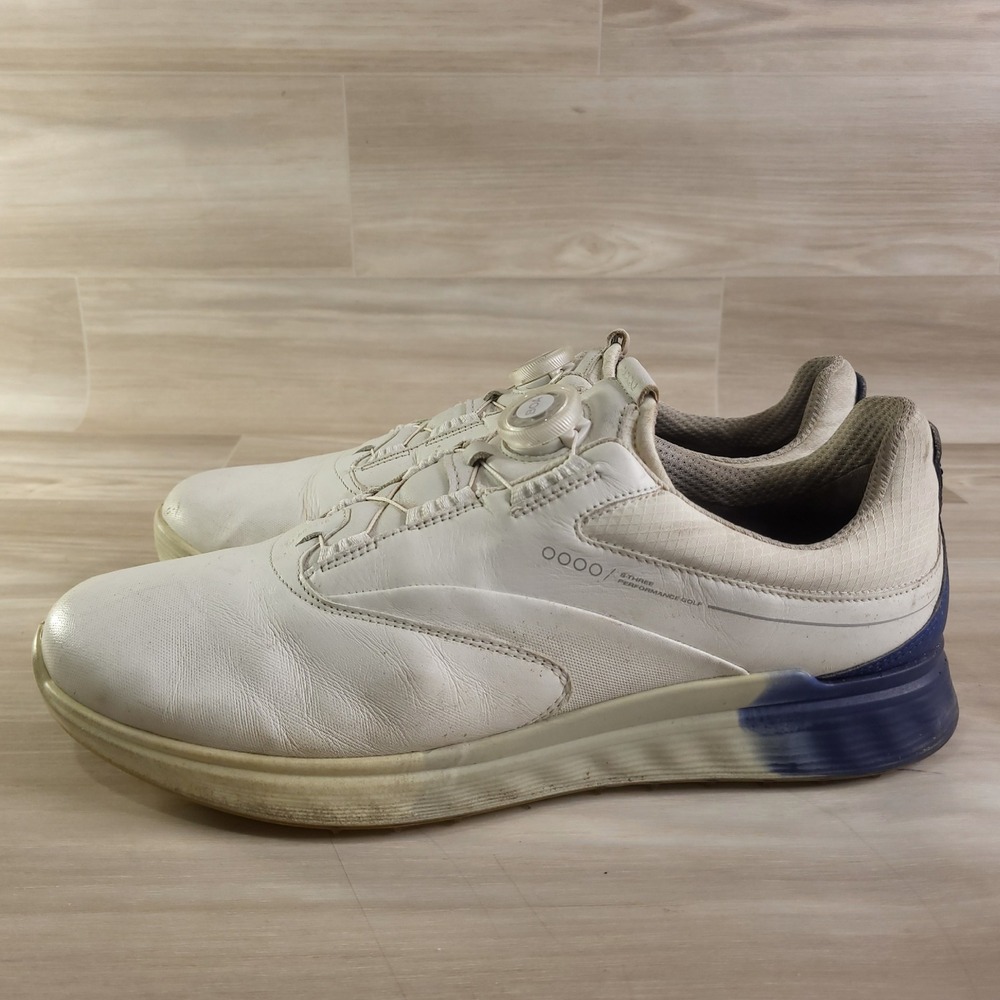 ECCO S-Three Performance Golf Shoes Men 45 White BOA GORE-TEX Spikeless Sneakers